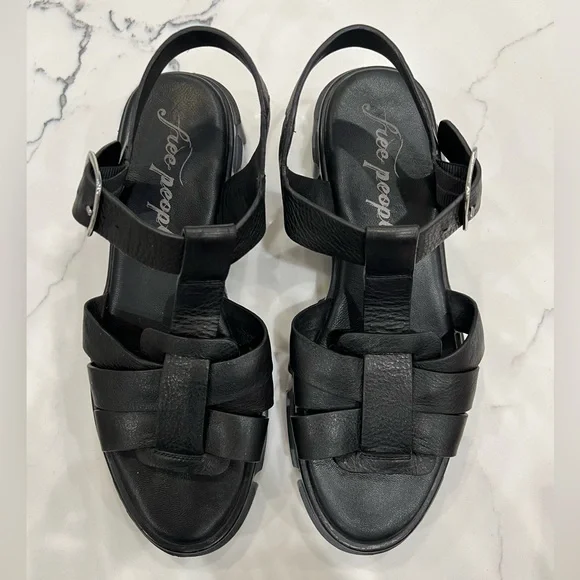 NWOB Free People Brooks Fisherman Gladiator Sandals Black Size 40/ Size 9.5 - Picture 6 of 13